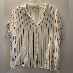 Colorful Striped Button Up Tee
